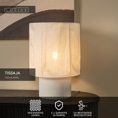 Lucide TISSAJA - Tischlampe - Ø 35 cm - 1xE27 - Weiß | Essential